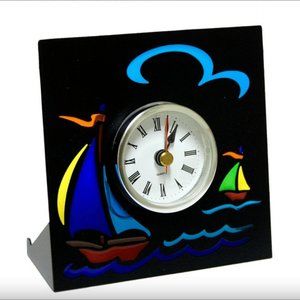 Black Sailboat Table Clock - 4.75"